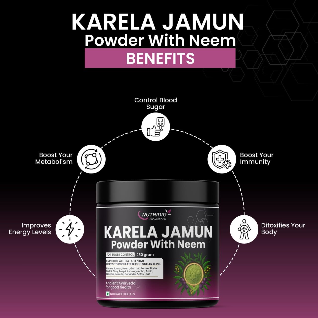 Karela Jamun Neem Powder to Control Sugar Level (250gms)