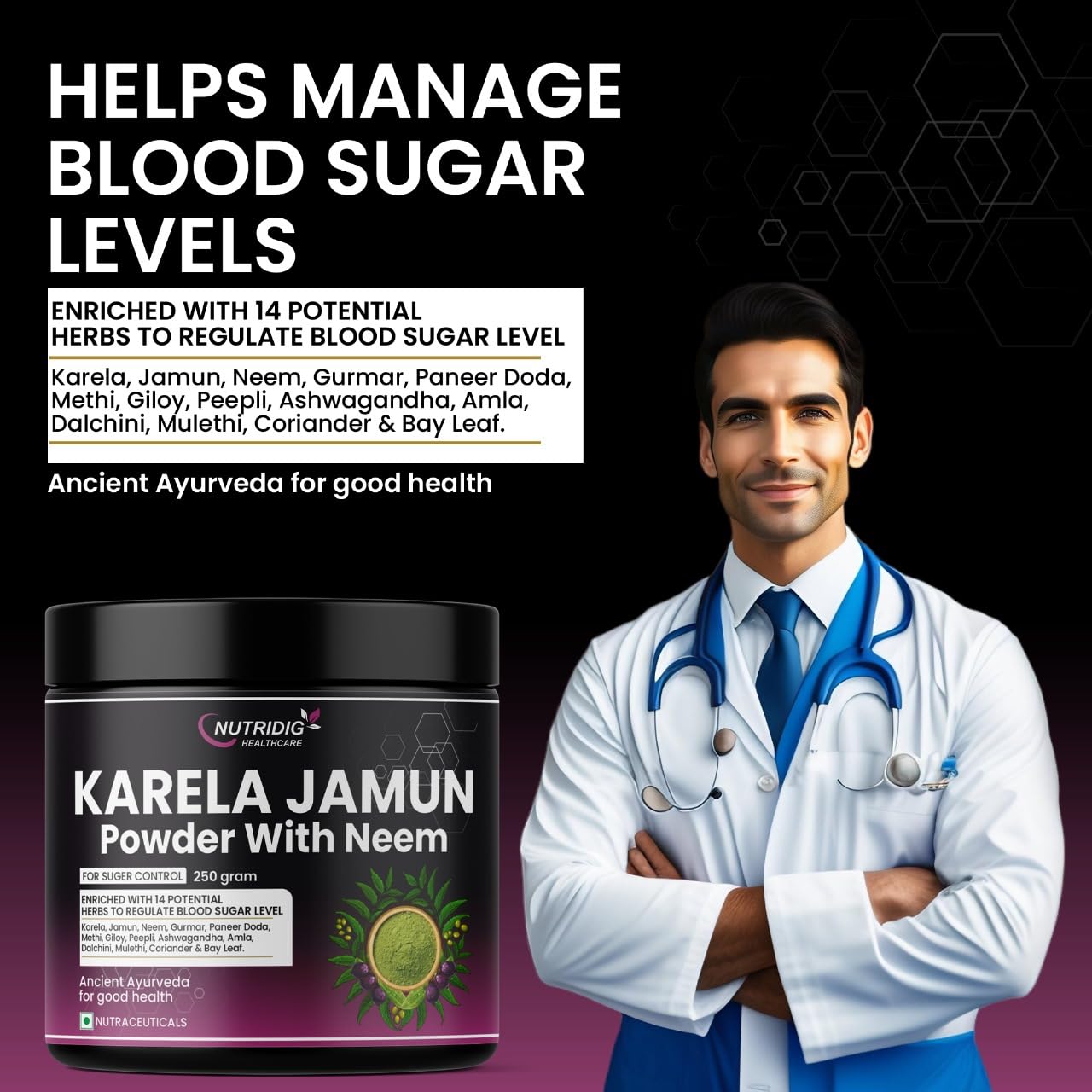 Karela Jamun Neem Powder to Control Sugar Level (250gms)