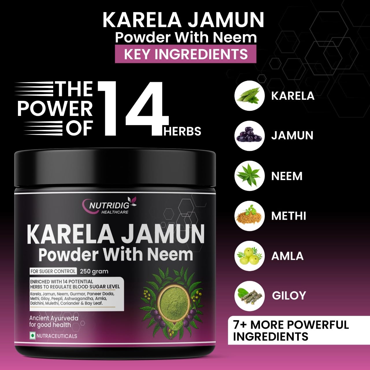 Karela Jamun Neem Powder to Control Sugar Level (250gms)